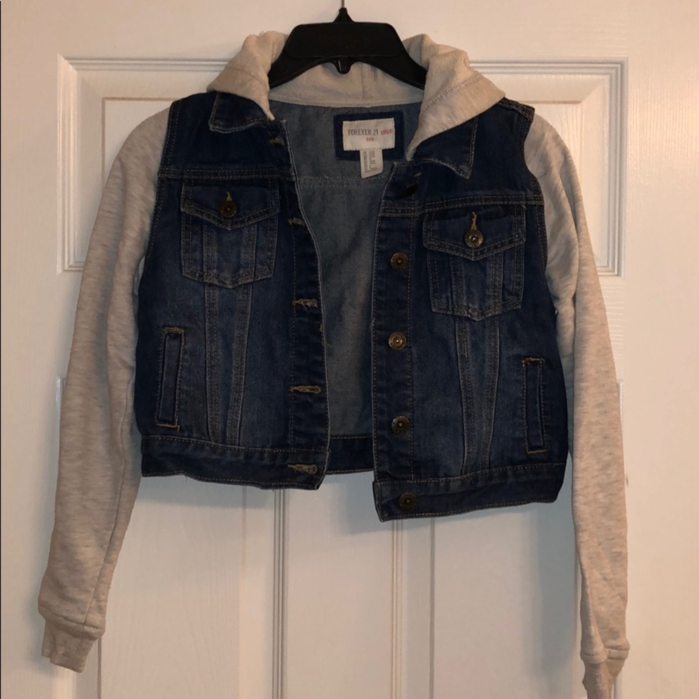 Denim Jacket sweatshirt sleeves & hood